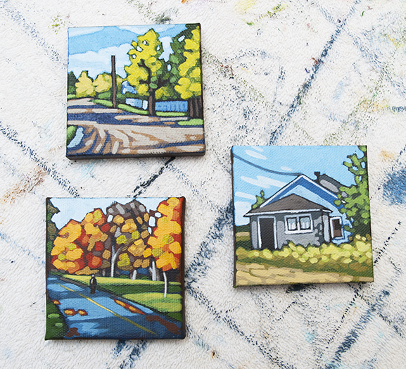 3" x 3" paintings